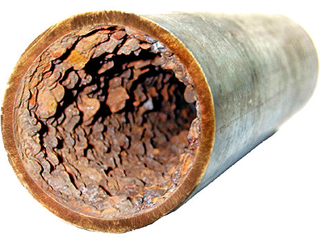 pipe with rust and scale buildup